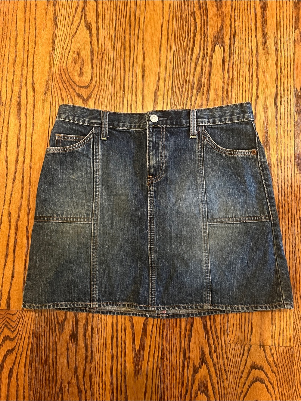 GAP Dark Blue Denim Panel A-Line Mini Skirt
